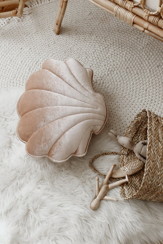 Coussin Coquillage Velours | Beige Perle