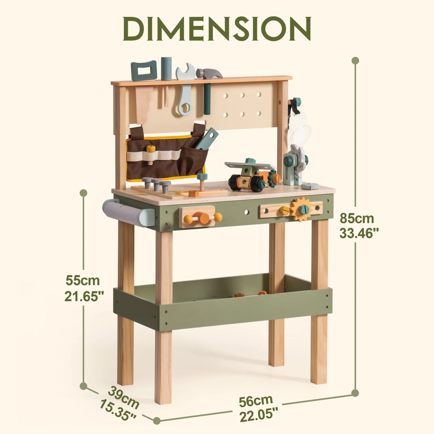 Établi à Outils en Bois - Vert