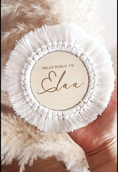 Annonce "Hello World" | Bois & Macramé