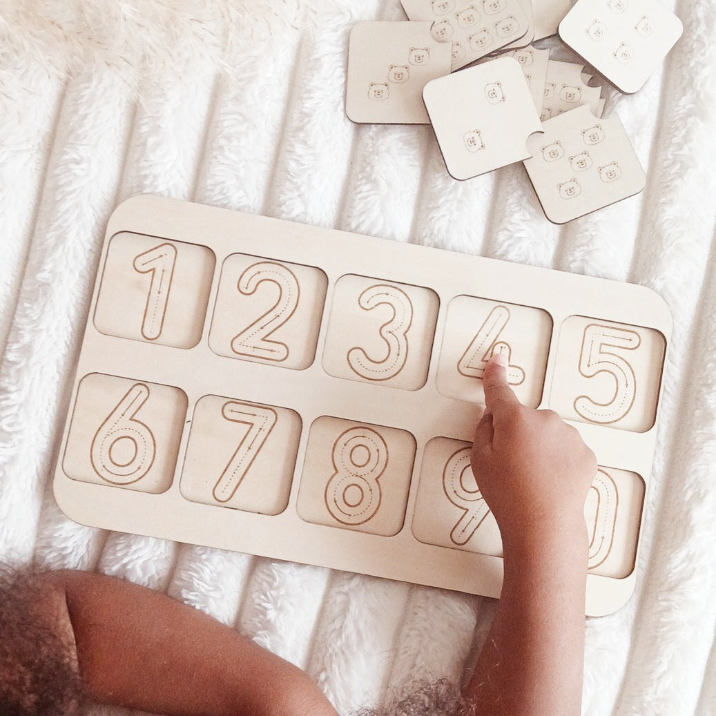 Jeu éducatif en bois | Chiffres & Quantités