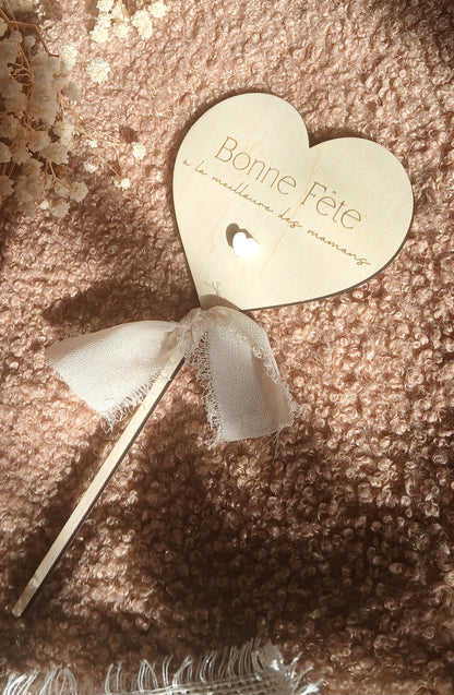 Topper à message – Fête des Mères | Cœur