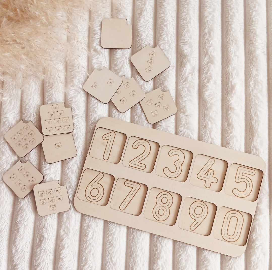 Jeu éducatif en bois | Chiffres & Quantités