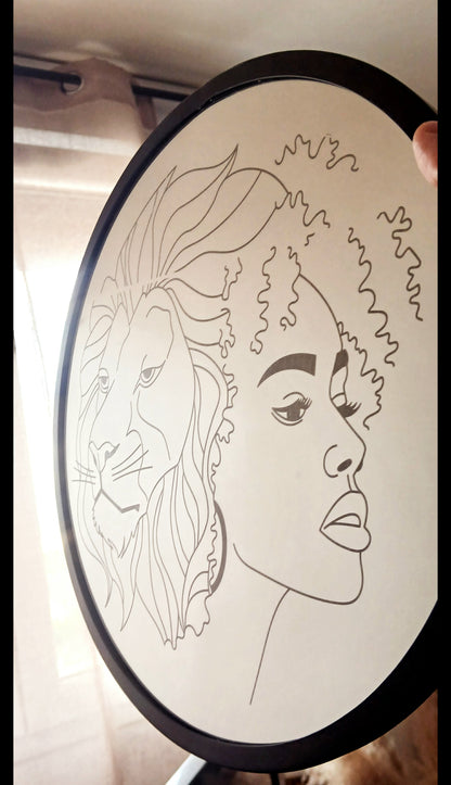 Miroir mural | Femme/Lion