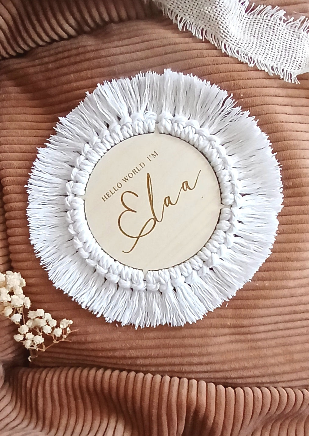 Annonce "Hello World" | Bois & Macramé